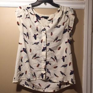 Blouse with bird pattern MATCHING SKIRT AVAILABLE